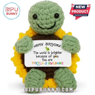 Handmade Sunflower Turtle Birthday Crochet Doll