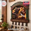 Harry Potter Department of Lost Keys wooden key rack featuring Hogwarts characters, gold keys, and personalized nameplate.