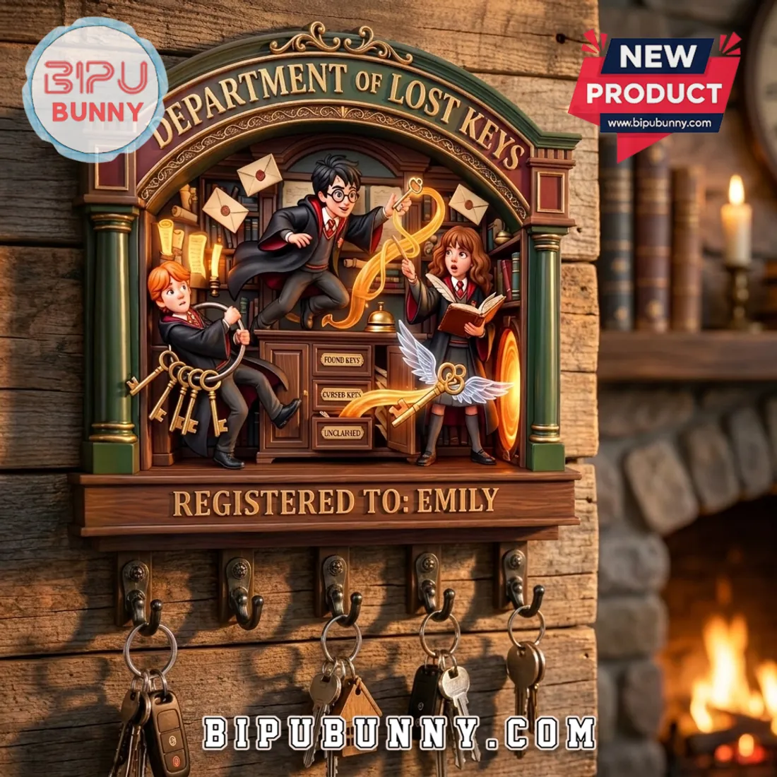 Harry Potter Department of Lost Keys Wooden Key Rack Harry Potter Department of Lost Keys Wooden Key Rack
