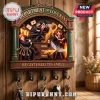 Harry Potter Department of Lost Keys wooden key rack featuring illustrated characters and four metal hooks for hanging keys.