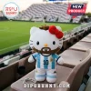 Hello Kitty plush wearing a brown beard, hair, and a number 10 Argentina soccer jersey sitting on a stadium seat.!