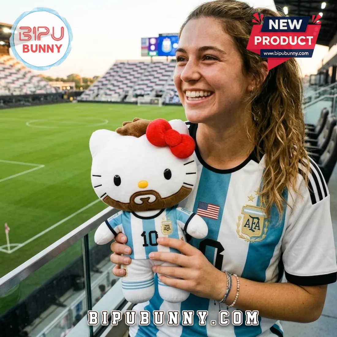 Hello Kitty Argentina Messi Soccer Plush Toy Hello Kitty Argentina Messi Soccer Plush Toy