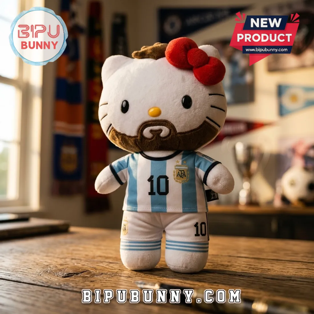 Hello Kitty Argentina Messi Soccer Plush Toy Hello Kitty Argentina Messi Soccer Plush Toy