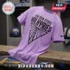 Light purple short-sleeve cotton t-shirt with black Golden State Valkyries graphic and small Hello Kitty icon.!