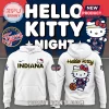 Hello Kitty x Indiana Fever Mascot White Hoodie showing front graphic with team text and back graphic with mascot art.