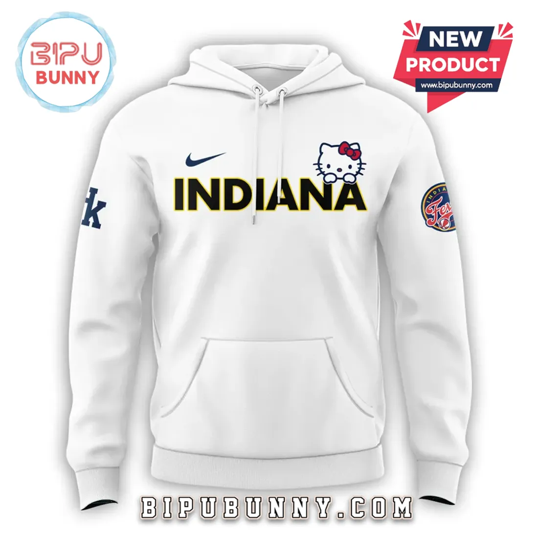 Hello Kitty x Indiana Fever Mascot White Hoodie Hello Kitty x Indiana Fever Mascot White Hoodie