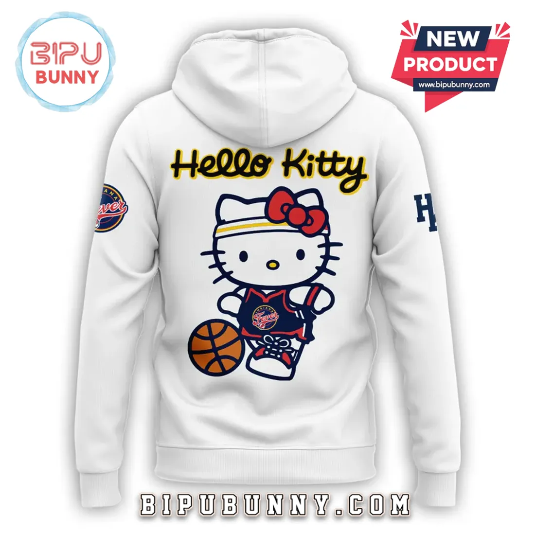 Hello Kitty x Indiana Fever Mascot White Hoodie Hello Kitty x Indiana Fever Mascot White Hoodie