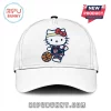 Hello Kitty x Indiana Fever Mascot White Hoodie graphic printed on a white baseball cap with a basketball illustration.