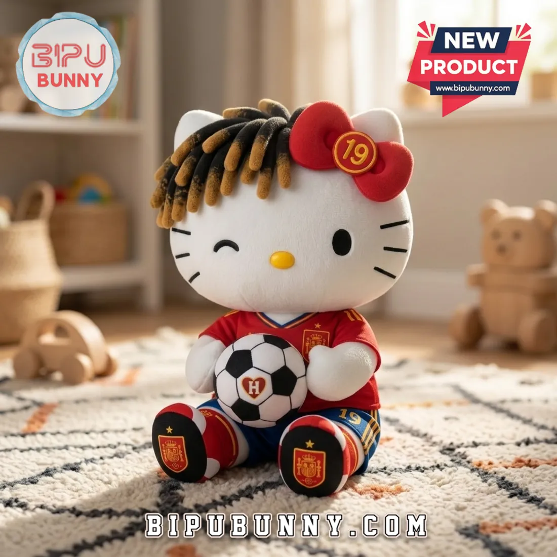 Hello Kitty x Lamine Yamal Spain No 19 Plush Toy Hello Kitty x Lamine Yamal Spain No 19 Plush Toy