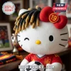 Hello Kitty plush wearing a red Spain soccer jersey, black and gold dreadlocks, and a red bow with the number 19.!