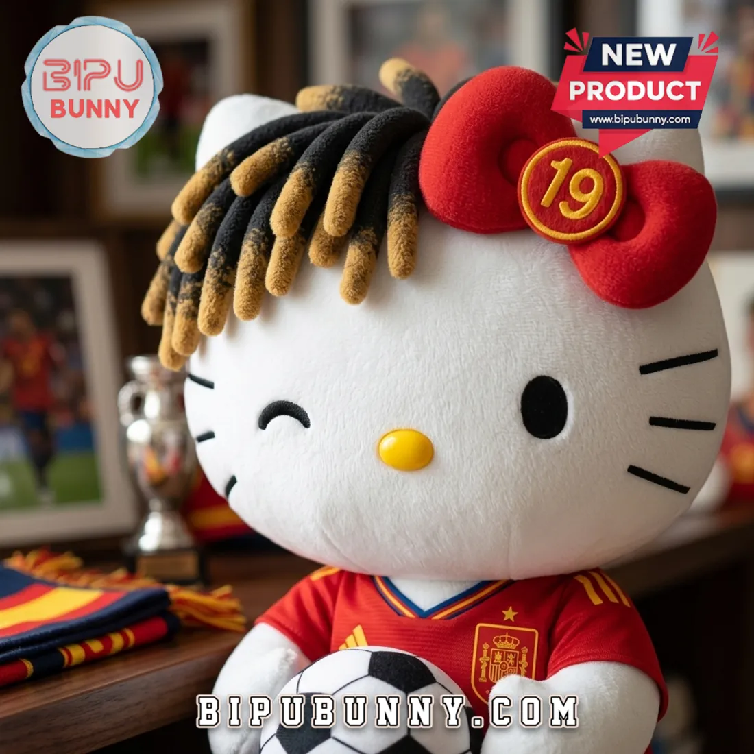 Hello Kitty x Lamine Yamal Spain No 19 Plush Toy Hello Kitty x Lamine Yamal Spain No 19 Plush Toy