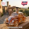 Amber glass car decanter shaped like a vintage beetle with number 53 decals and a Herbie 56th Anniversary label.!