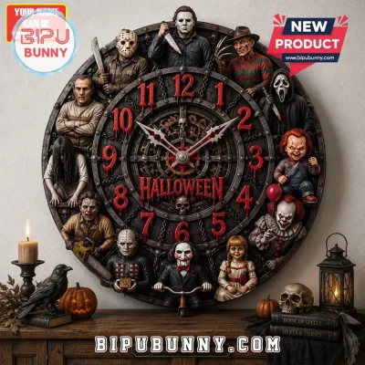 Horror Characters Halloween 2026 Wall Clock
