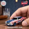 Die-cast metal muscle car toy with red, white, and blue American flag paint, Freedom text, and USA-2021 license plate.!