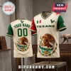 Houston Texans Mexican Culture Custom Name Jersey featuring eagle emblem, green, white, and red motifs on cream fabric.