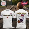 Indiana Fever x Hello Kitty white t-shirt featuring front team branding and back graphic of Hello Kitty with basketball.