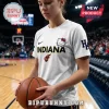 Indiana Fever x Hello Kitty white t-shirt featuring the team logo, a Nike swoosh, and Hello Kitty graphic on front.