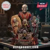 Iron Maiden Eddie's Legacy resin sculpture featuring multiple character iterations against a stone and industrial background.!