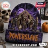 Iron Maiden Halloween Beanie Hat 2026 featuring a purple knit design with a mummified Eddie in front of a stone pyramid.