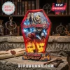 Iron Maiden The Number of the Beast 44th Anniversary LED resin lamp featuring Eddie in a glowing red coffin frame.