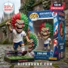 Iron Maiden Eddie Funko Pop vinyl figure wearing an England football kit standing on a stadium base with its retail box.!