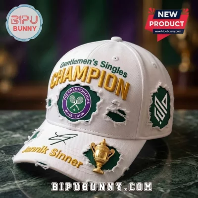 Jannik Sinner Wimbledon 2026 Distressed Baseball Cap