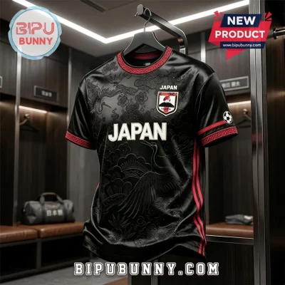 Japan Soccer Black Japanese Art Style T-Shirt