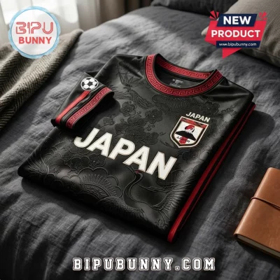 Japan Soccer Black Japanese Art Style T-Shirt
