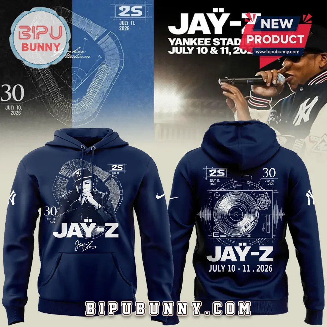 Jay-Z New York Yankees 2026 Navy Blue Hoodie Jay-Z New York Yankees 2026 Navy Blue Hoodie