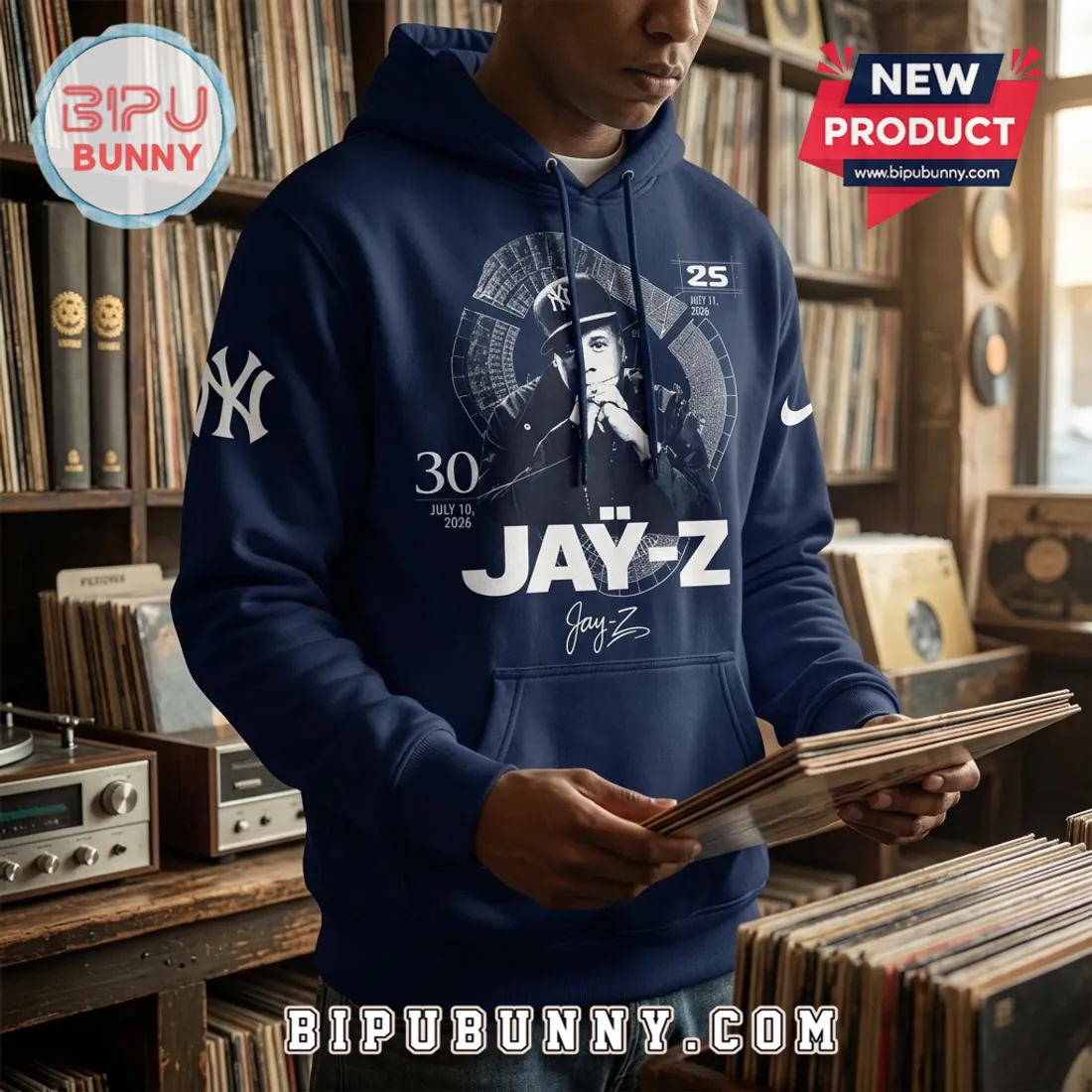Jay-Z New York Yankees 2026 Navy Blue Hoodie Jay-Z New York Yankees 2026 Navy Blue Hoodie