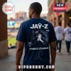 Navy blue t-shirt featuring a Jay-Z graphic, Yankee Stadium architectural lines, text reading Yankee Stadium and dates.!