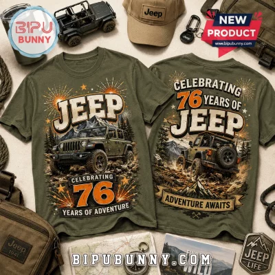Jeep 76 Years Anniversary Olive Green T-Shirt