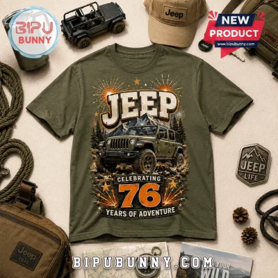 Jeep 76 Years Anniversary Olive Green T-Shirt