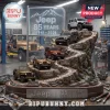 Jeep 85 years commemorative 1941-2026 rock display featuring miniature Willys MB, CJ, YJ, JK, and JL Wrangler models.!