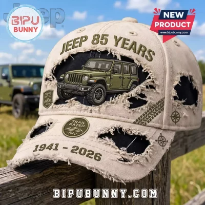 Jeep 85 Years 1941-2026 Distressed Tan Baseball Cap