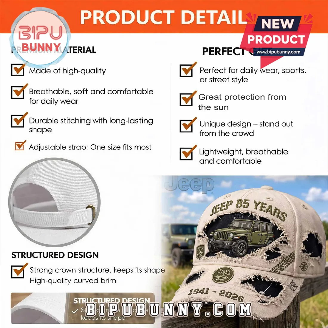 Jeep 85 Years 1941-2026 Distressed Tan Baseball Cap Jeep 85 Years 1941-2026 Distressed Tan Baseball Cap