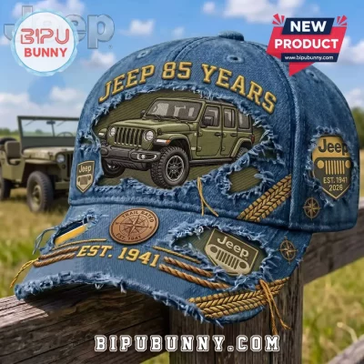 Jeep 85 Years Anniversary Distressed Denim Baseball Cap