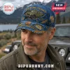 Distressed blue denim baseball cap featuring an olive green Jeep graphic, 85 Years text, and vintage 1941 brand emblems.!