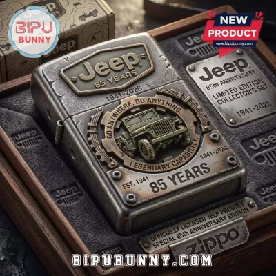Jeep 85th Anniversary Embossed Metal Zippo Lighter Case
