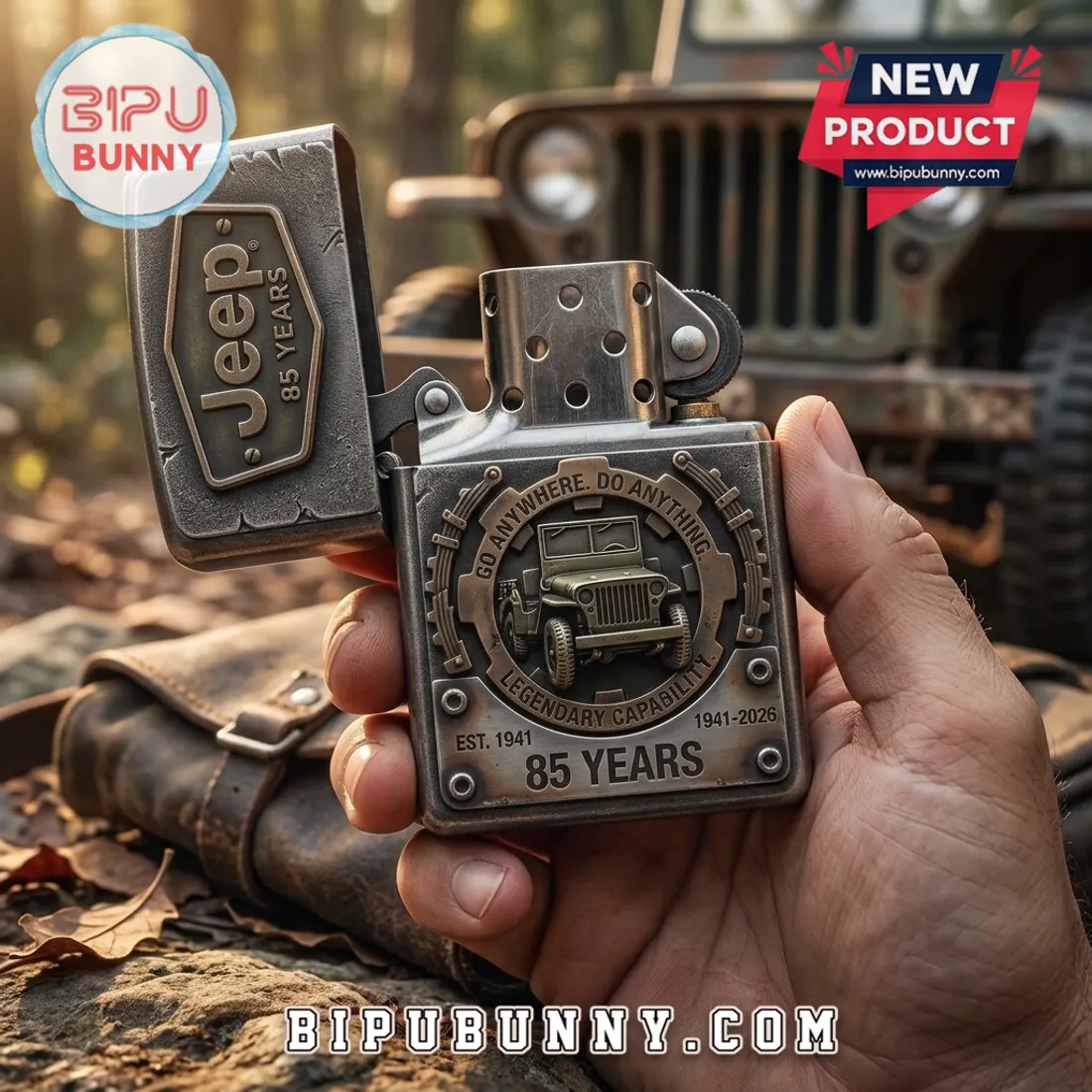 Jeep 85th Anniversary Embossed Metal Zippo Lighter Case Jeep 85th Anniversary Embossed Metal Zippo Lighter Case