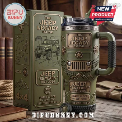 Jeep 85th Anniversary Embossed Olive Green Handle Tumbler