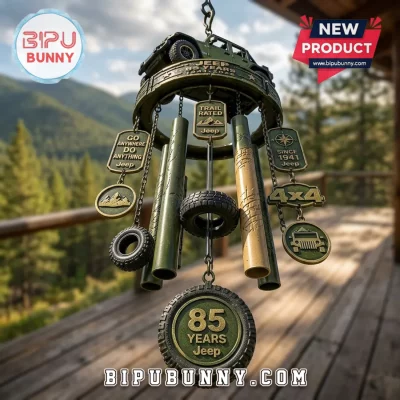 Jeep 85th Anniversary Olive Green Metal Wind Chime