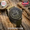 Jeep 85th anniversary tactical wristwatch featuring a grille dial design, olive green canvas strap, and metal casing.!