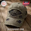 Olive green distressed baseball cap with Jeep Heritage embroidery, 85 years text, and 1941-2026 date on wooden surface.!
