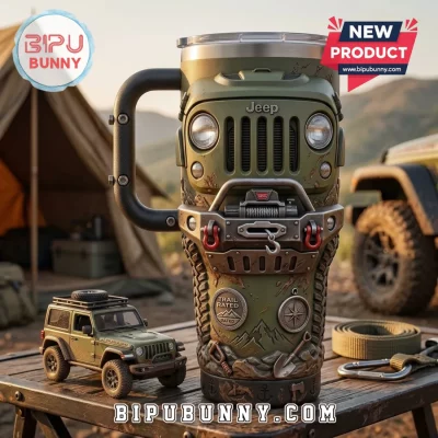 Jeep Trail Rated Olive Drab 3D Sculpted Handle Tumbler