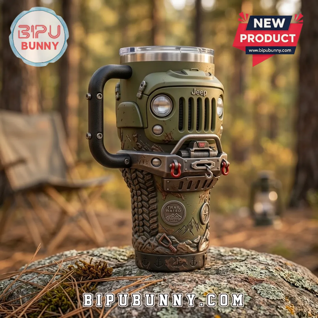 Jeep Trail Rated Olive Drab 3D Sculpted Handle Tumbler Jeep Trail Rated Olive Drab 3D Sculpted Handle Tumbler