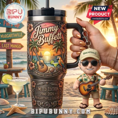 Jimmy Buffett Margaritaville Embossed 40oz Handle Tumbler