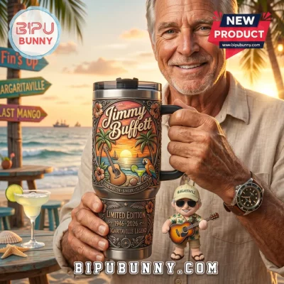 Jimmy Buffett Margaritaville Embossed 40oz Handle Tumbler