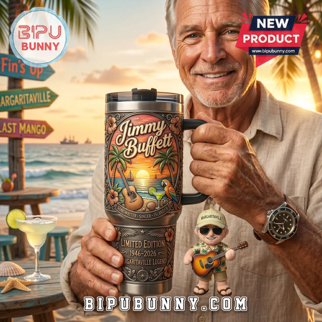 Jimmy Buffett Margaritaville Embossed 40oz Handle Tumbler Jimmy Buffett Margaritaville Embossed 40oz Handle Tumbler