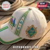 Jimmy Buffett Margaritaville Memorial Edition baseball cap in cream fabric with embroidered Parrothead Society emblem.